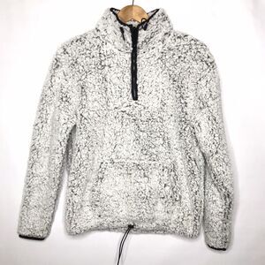 Victoria Secret PINK Womens Size S Gray Sherpa Pullover Teddy Jacket 1/4 Zipper